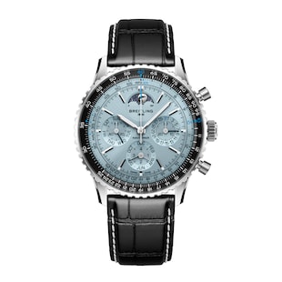 Breitling Navitimer B19 Chronograph Perpetual Calender 43mm Mens Watch Blue Alligator