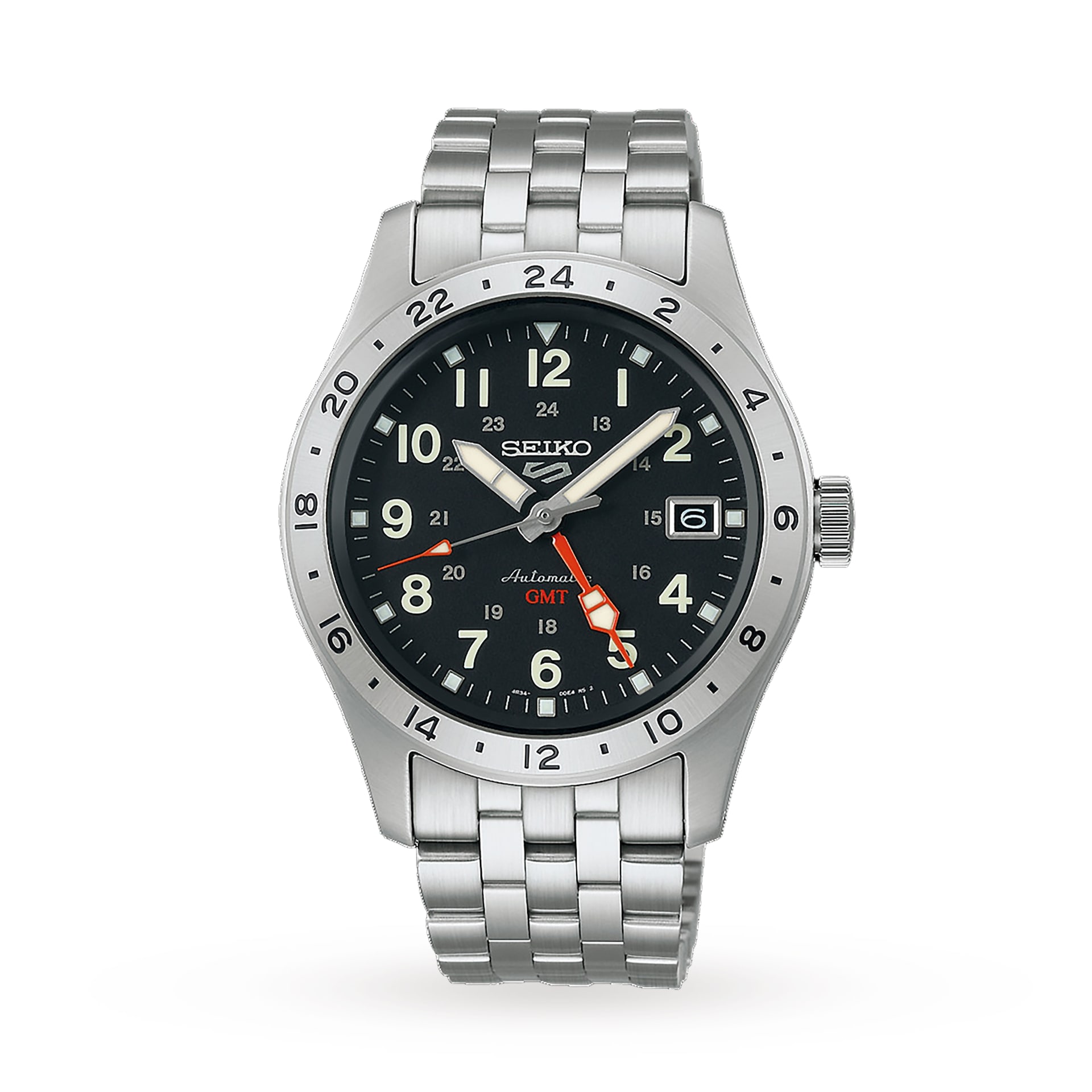 Seiko 5 Sports Field Deploy Mechanical GMT 39.5mm Mens Watch Black